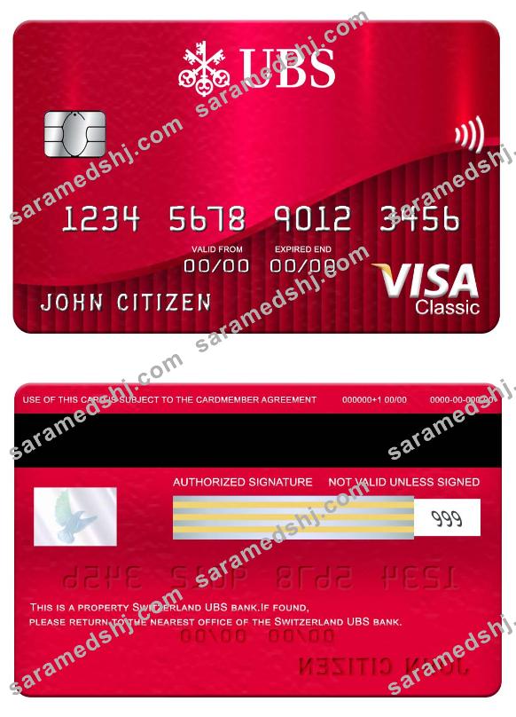 Switzerland UBS bank visa classic card